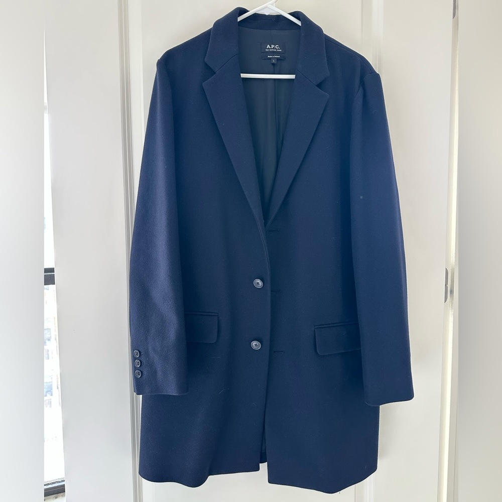 A.P.C. Visconti Topcoat Overcoat Large Navy